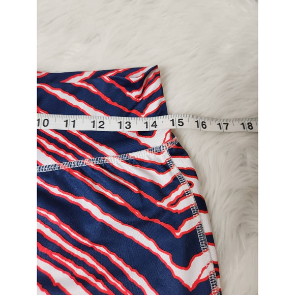 New England Patriots Majestic Women Leggings Blue Red Zebra Print Stretch Pant L - Picture 4 of 7